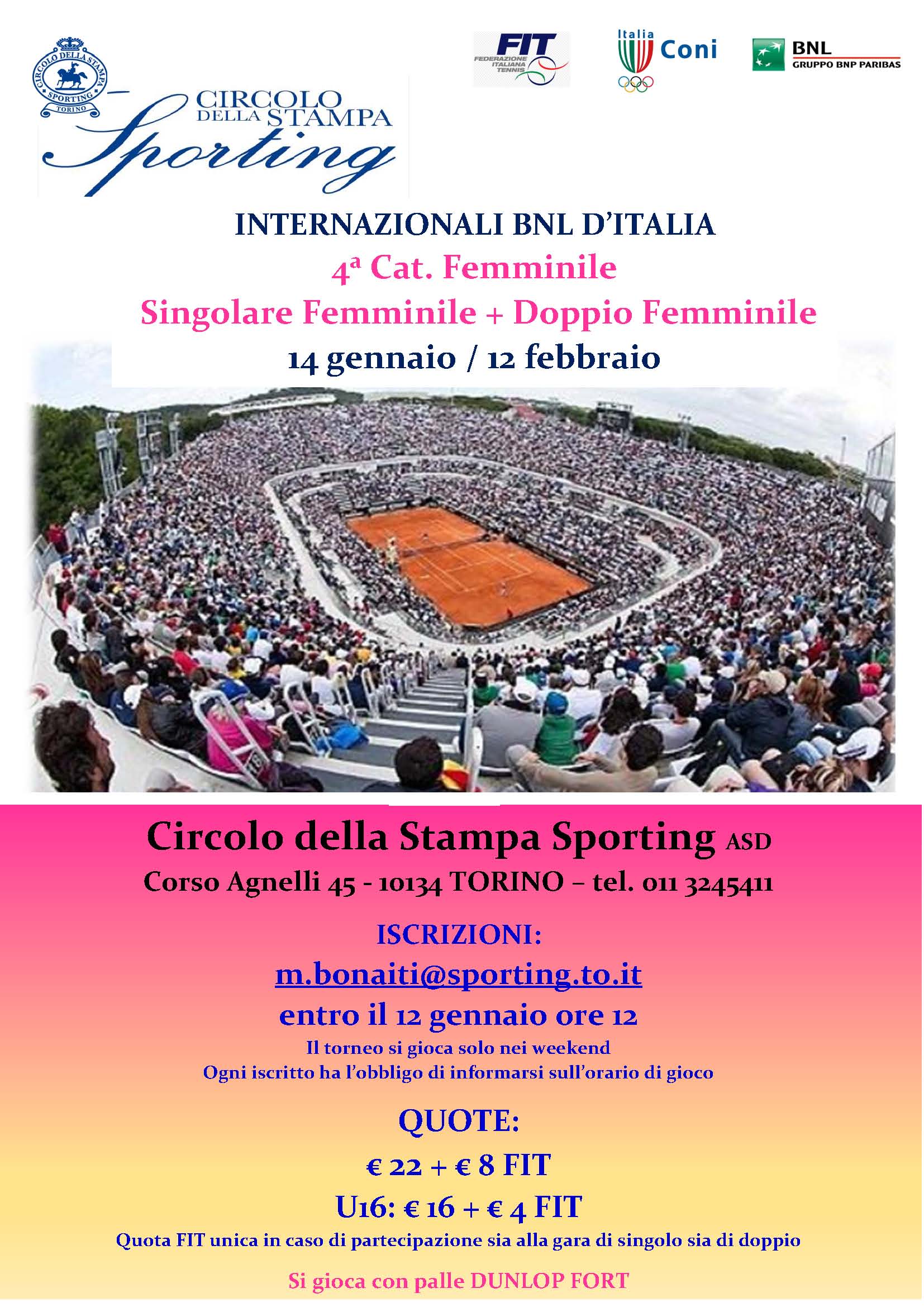 Internazionali BNL d'Italia, torneo di 4^ cat. femminile