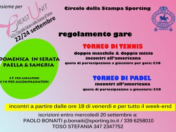 TENNIS E PADEL INSIEME PER “BREAST UNIT”