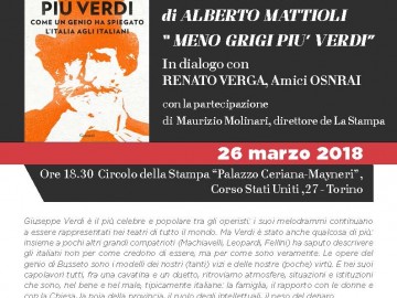 ALBERTO MATTIOLI PRESENTA IL LIBRO “MENO GRIGI PIU’ VERDI”