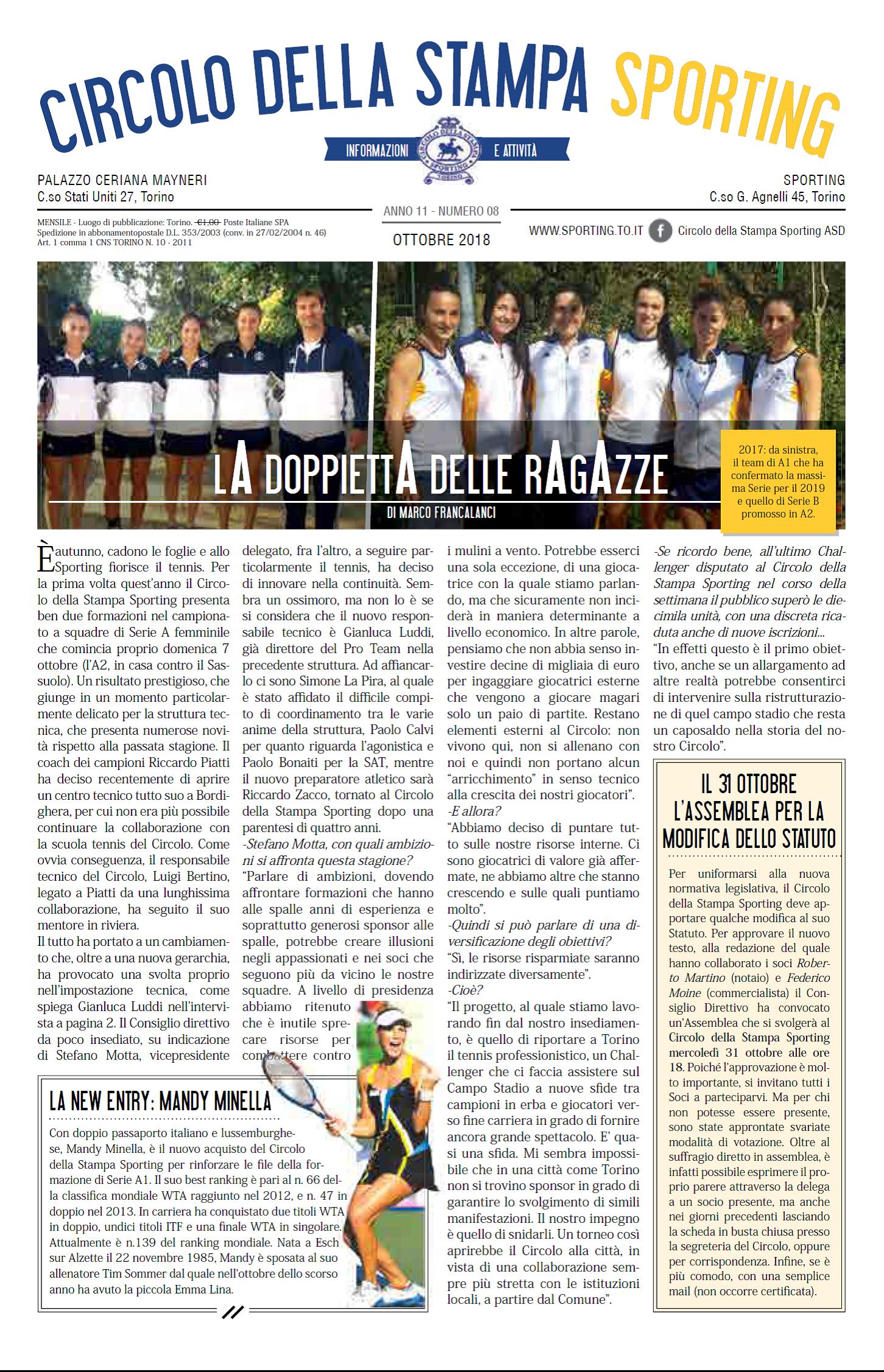 CIRCOLO DELLA STAMPA SPORTING ottobre