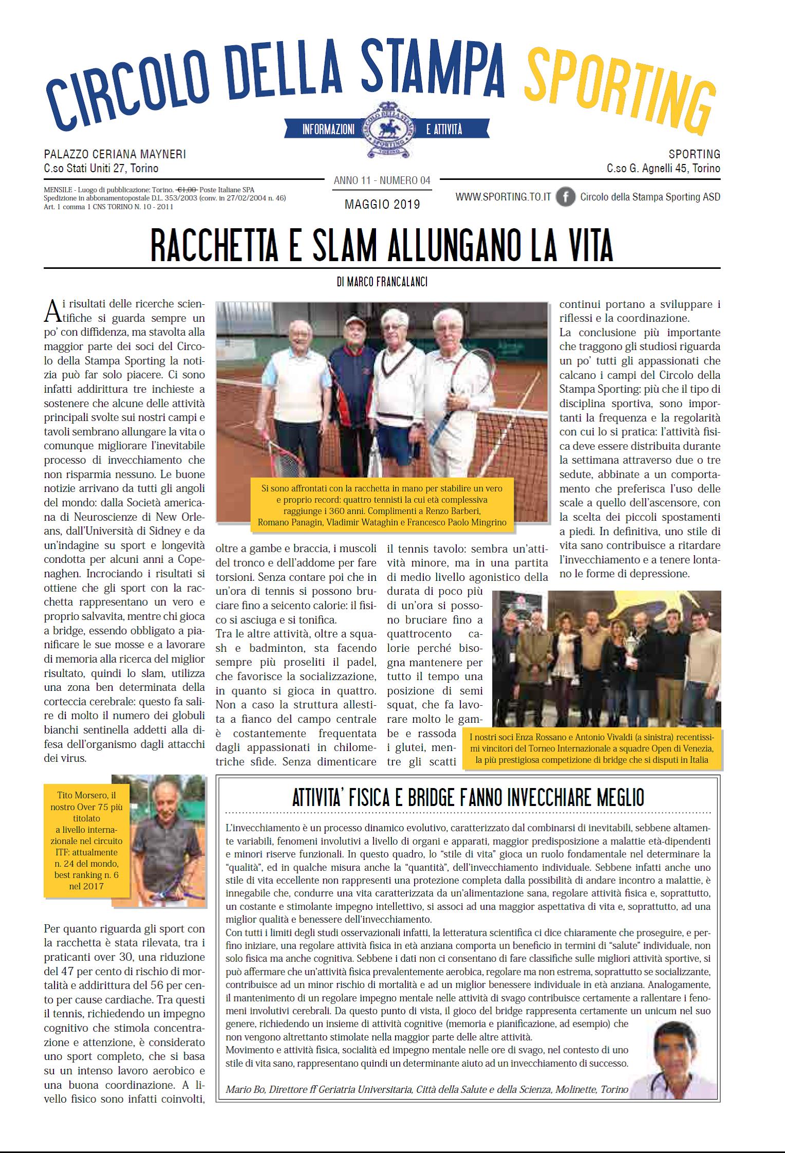 CIRCOLO DELLA STAMPA SPORTING maggio 2019