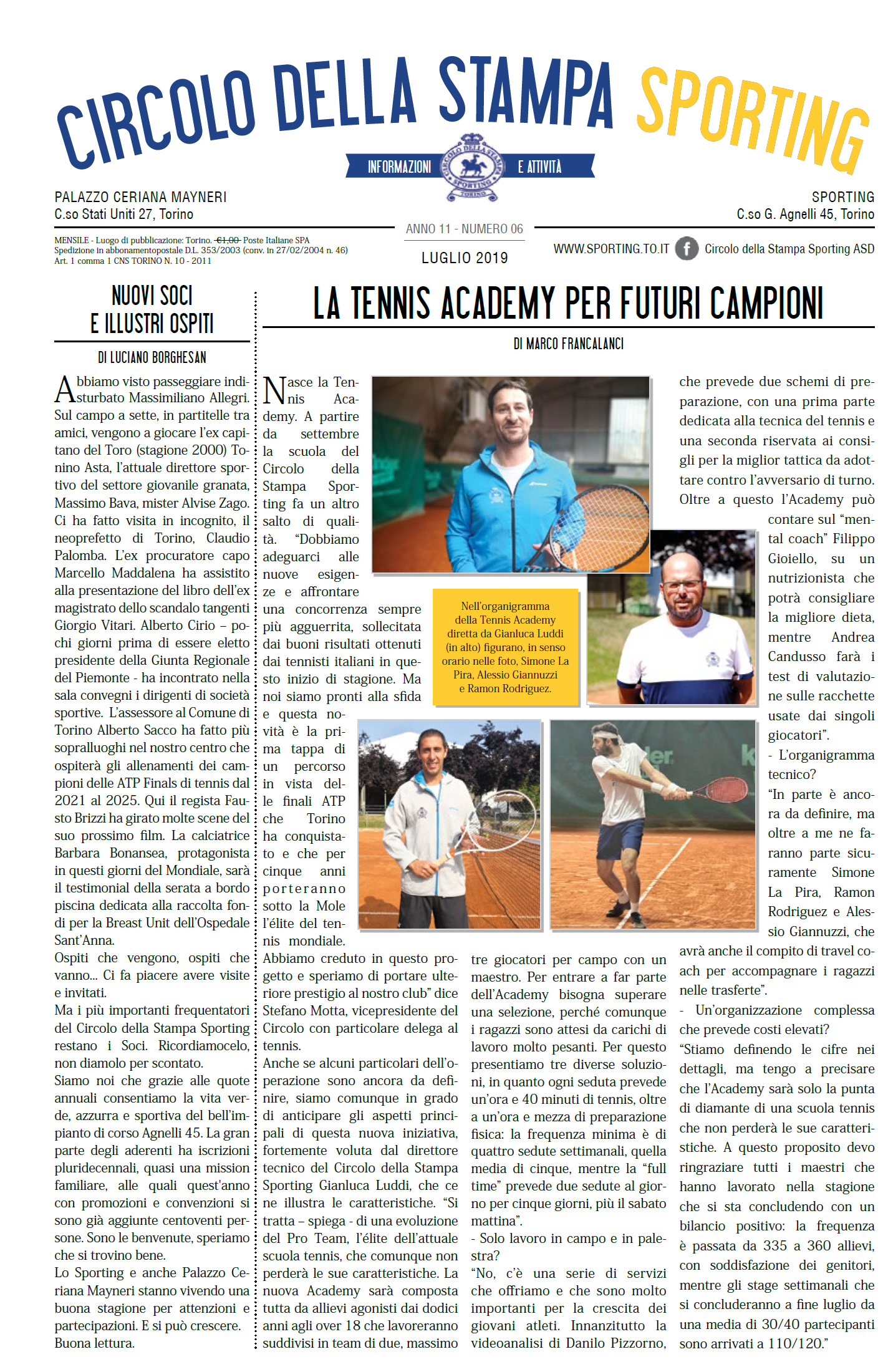 CIRCOLO DELLA STAMPA SPORTING luglio 2019