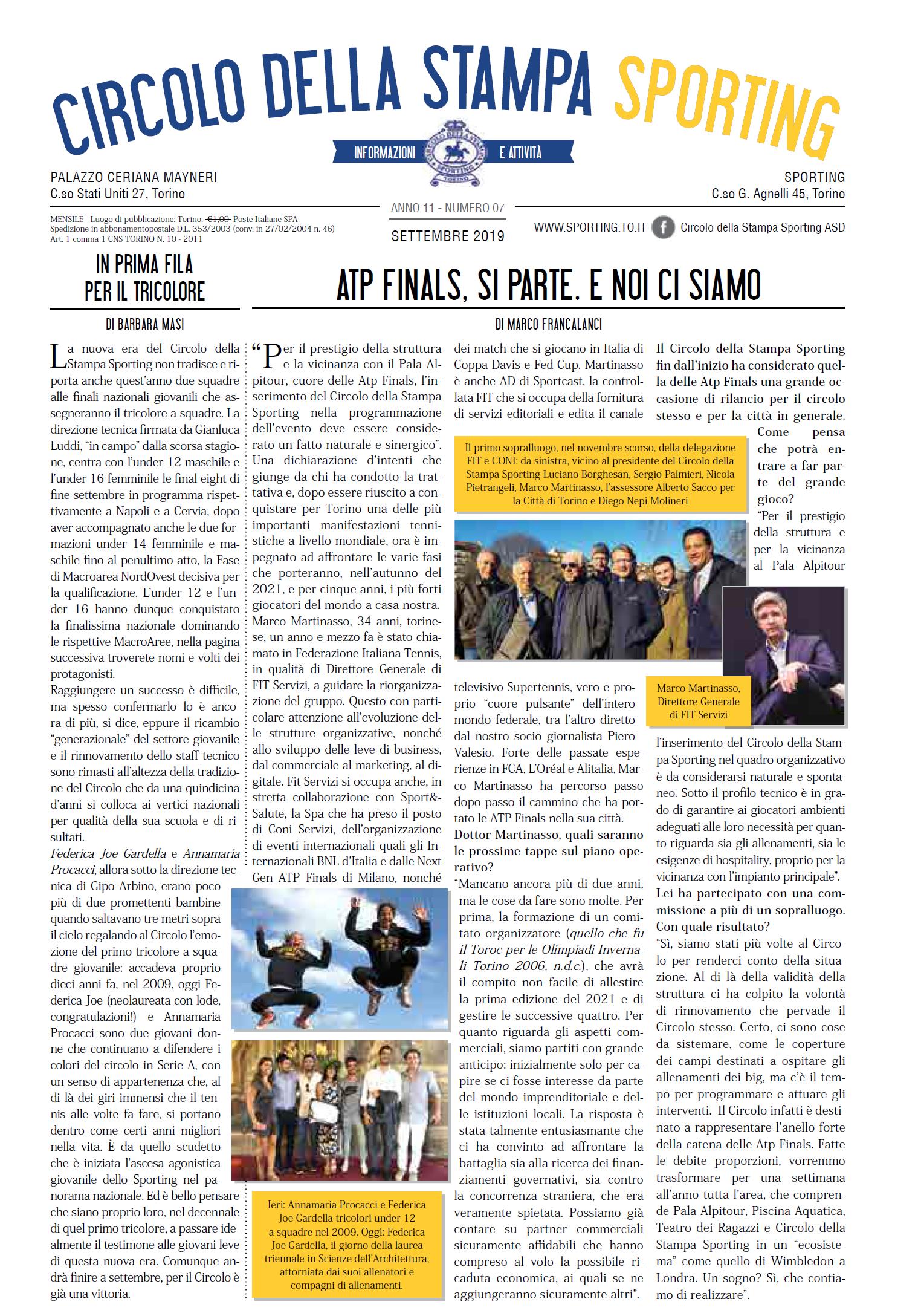 CIRCOLO DELLA STAMPA SPORTING settembre 2019