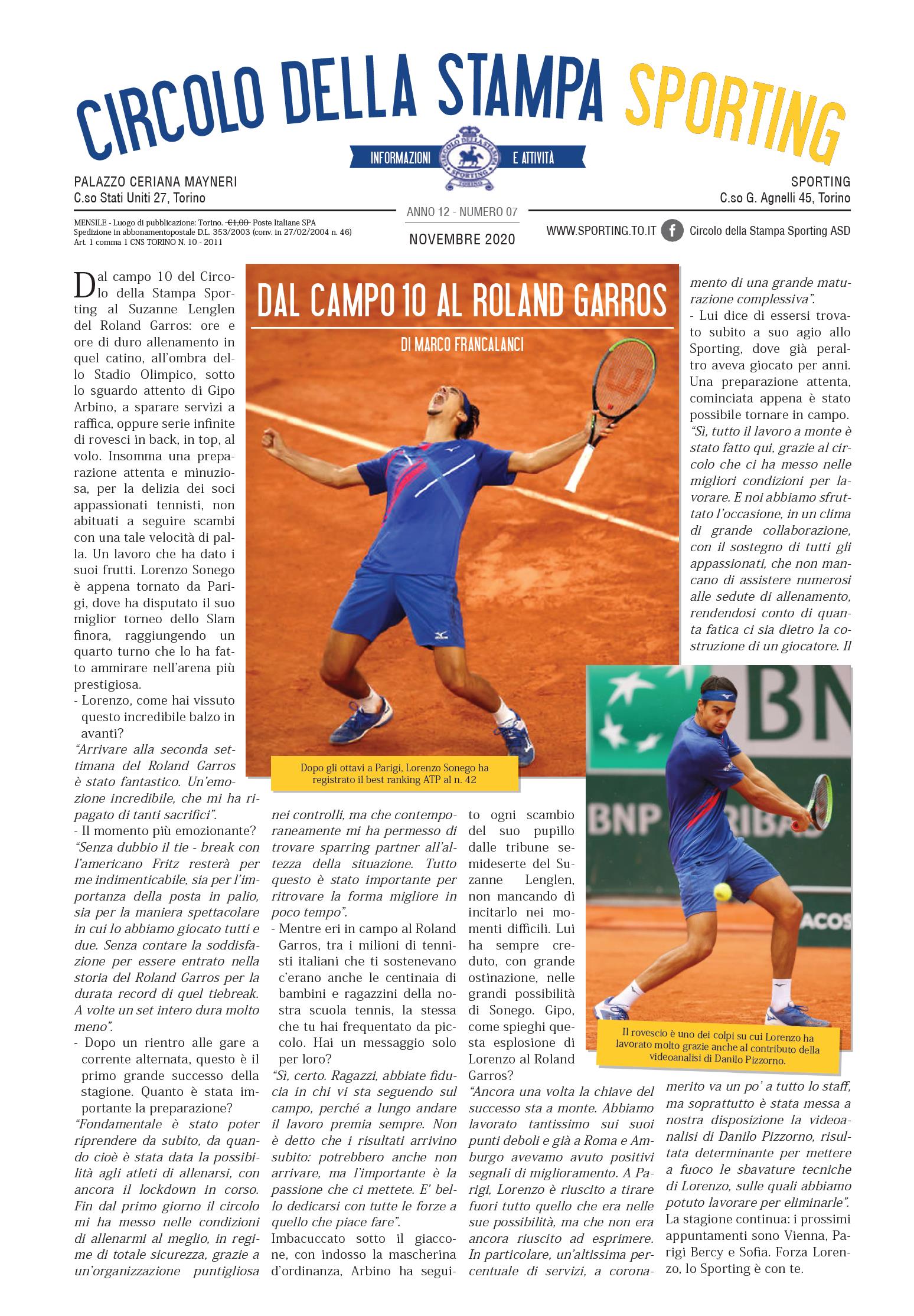 CIRCOLO DELLA STAMPA SPORTING magazine, novembre 2020