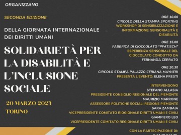 20 MARZO: SOLIDARIETA’ PER LA DISABILITA’ E L’INCLUSIONE SOCIALE